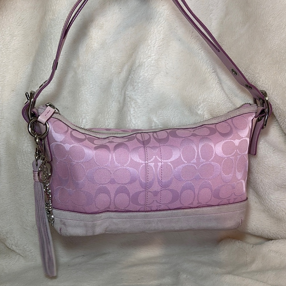 Coach Pink Quilted Shoulder Bag with Metallic Accents